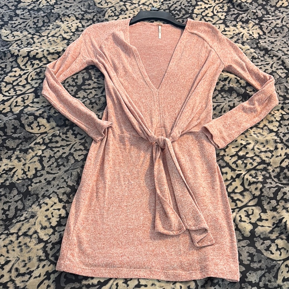 Elegant Coral Free People Long Sleeve Dress